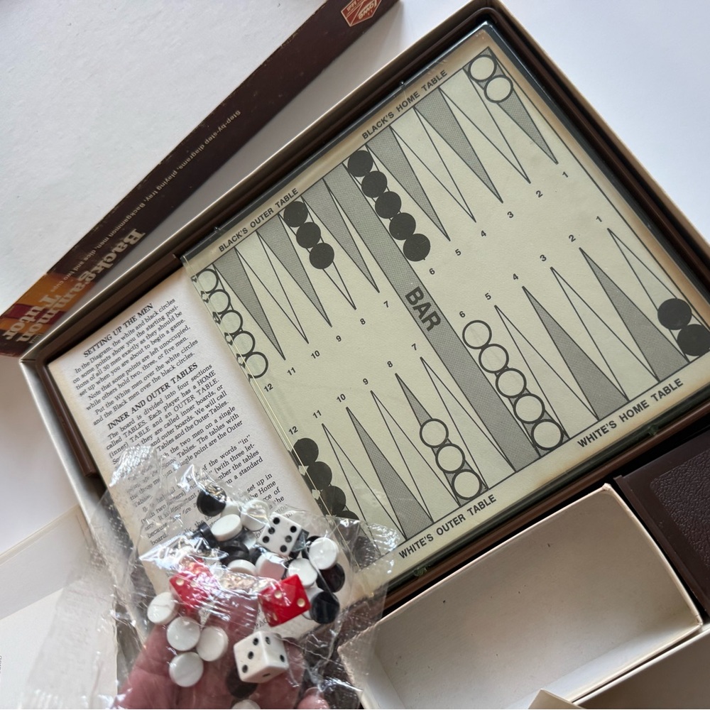 Vintage Backgammon Game Set with Matching Book